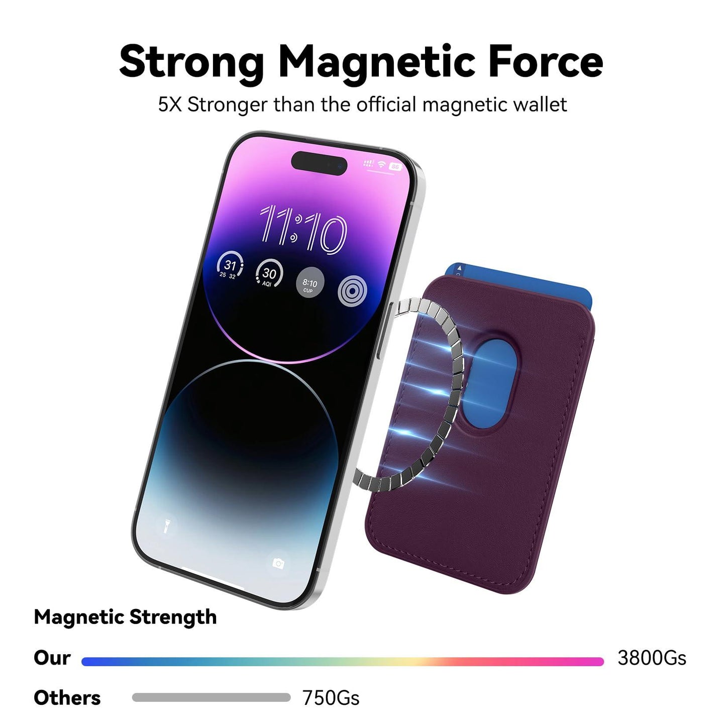 KRTALS Magnetic Wallet Cell Phone Card Holder for Phone Case with Mag-Safe, Stronger Magnetic RFID Leather Phone Wallet Stick on Series of iPhone 17/16/15/14/13/12 and Pro/Promax, Cherry