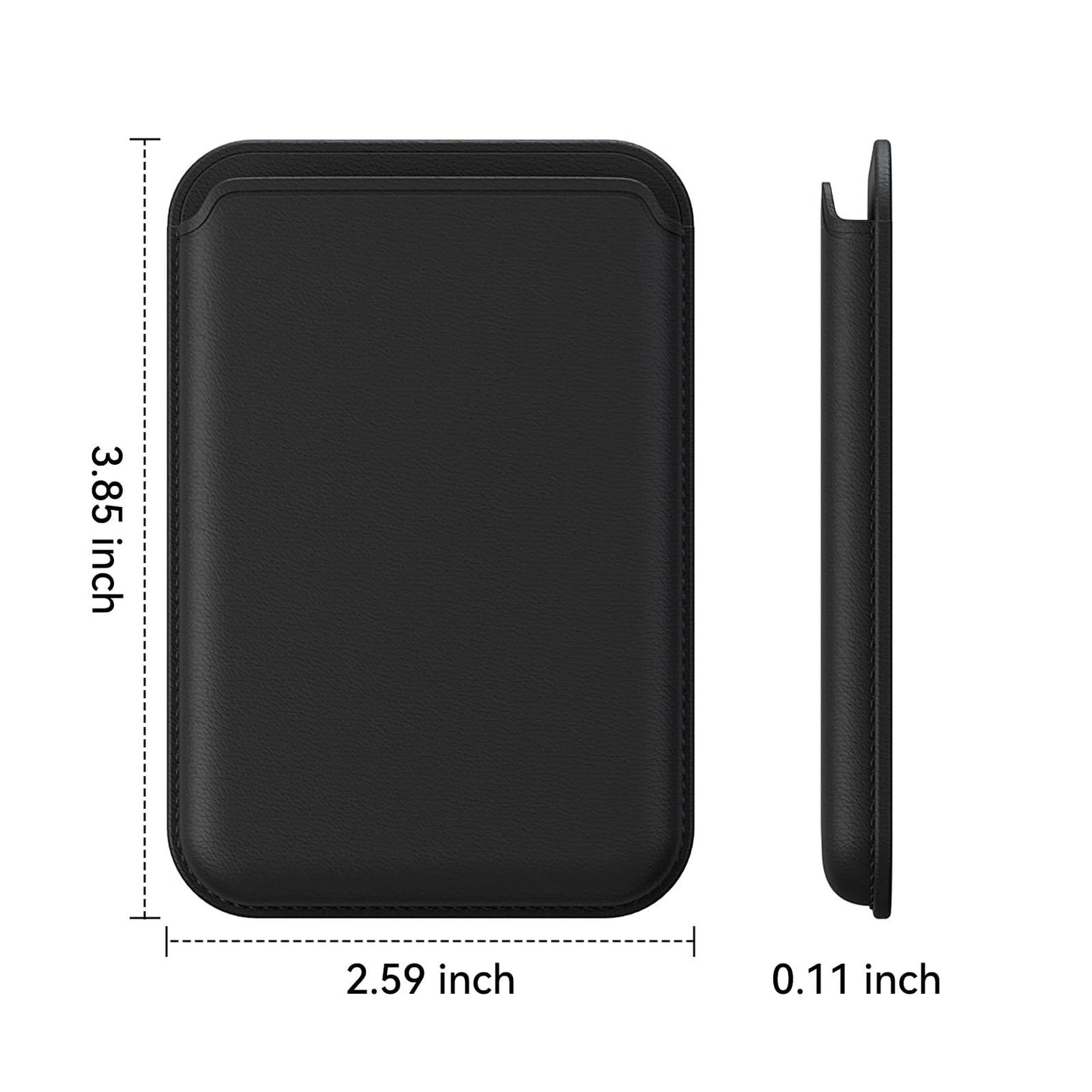 KRTALS Stronger Magnetic RFID Leather Mag-Safe Card Holder for iPhone 16 Series, Mag-Safe Accessories Stick on Series of iPhone 17/16/15/14/13/12 and Pro/Promax, Black