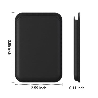 KRTALS Stronger Magnetic RFID Leather Mag-Safe Card Holder for iPhone 16 Series, Mag-Safe Accessories Stick on Series of iPhone 17/16/15/14/13/12 and Pro/Promax, Black